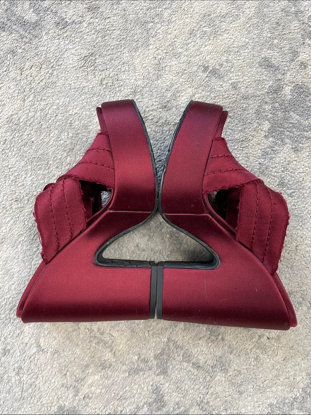 Pedro Garcia Tomasina Platform Sandal Mules Ruby Red Oxblood Satin Sz 36